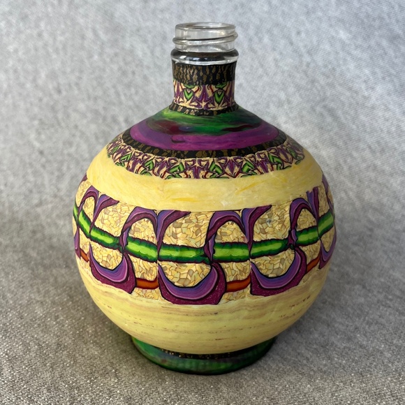 Italian Hand-painted Glass Vase-Ornament - Picture 6 of 9